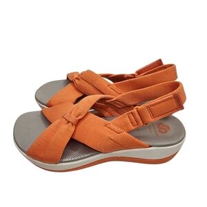 Clarks Cloudsteppers Arla Belle Sandals‎ Womens Size 7 Wedge Slingback Adj Strap